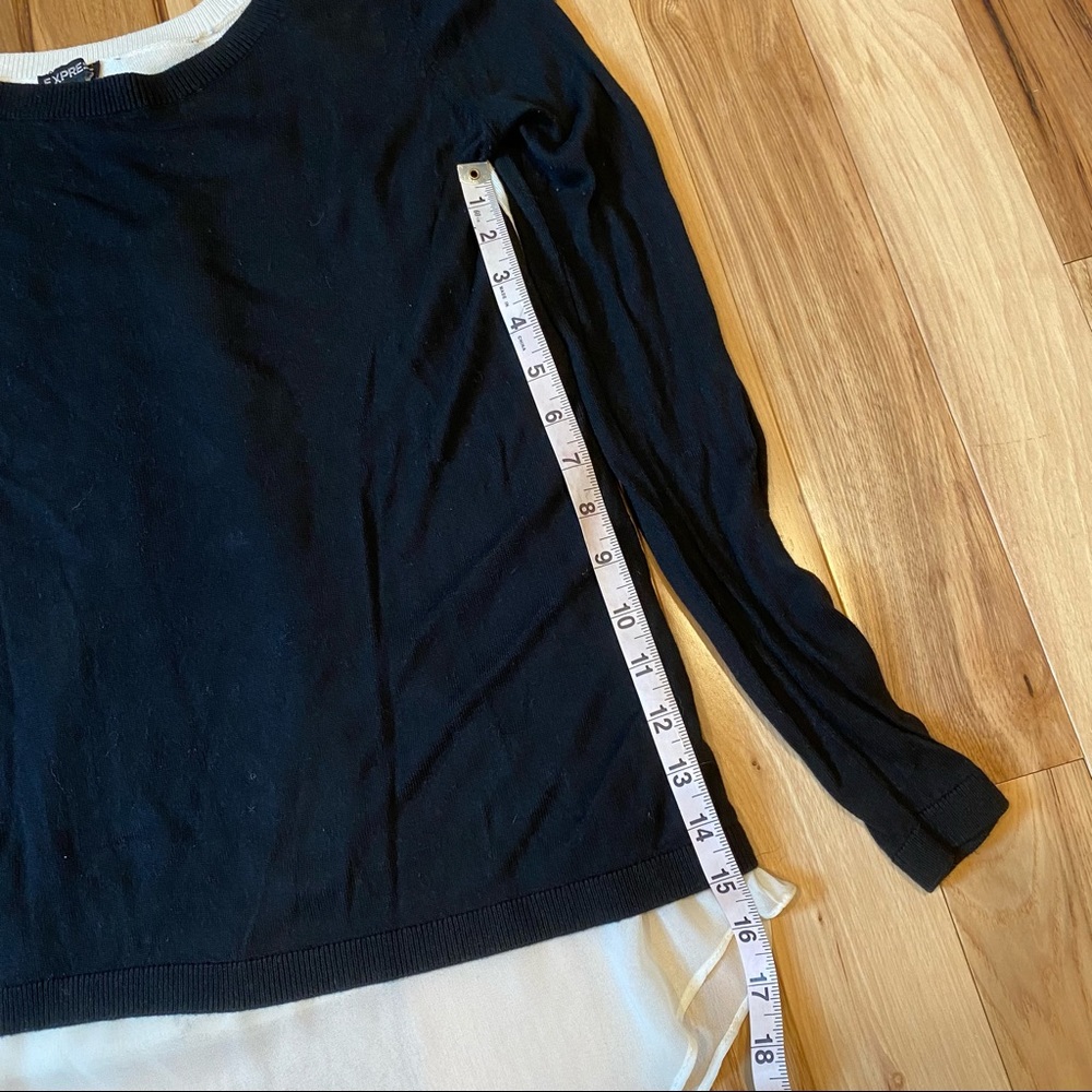 Express Black & Cream Lace Split Back Sweater - image 8